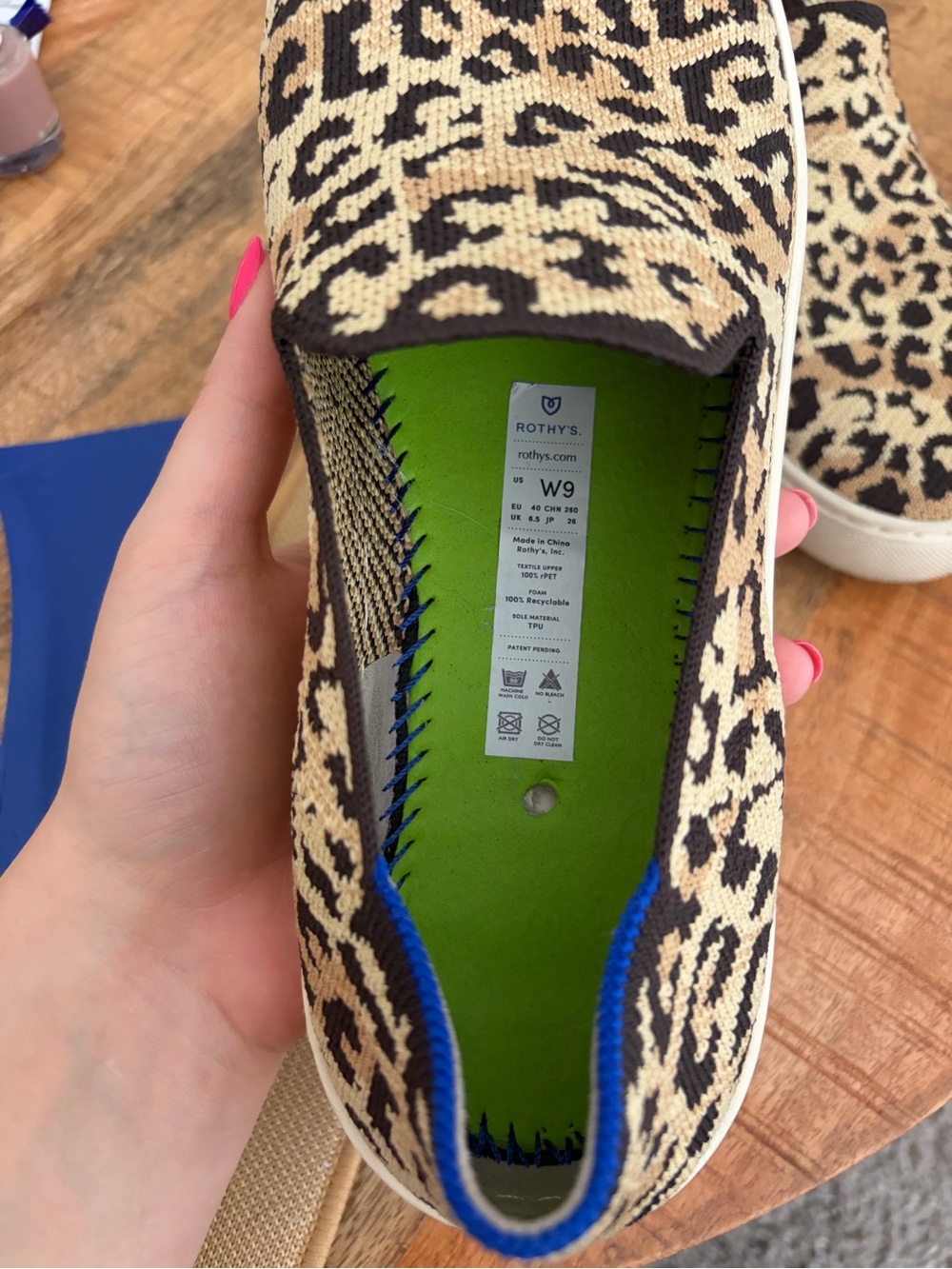 Rothy's Leopard Knit Slip-On Sneakers - Beige & Black - Picture 2 of 2